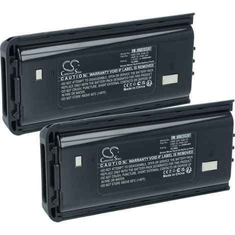 vhbw 2x Batterie compatible avec Kenwood TK-2200LP, TK-2206M, TK-2206, TK-2202, TK-2200, TK-2202E radio talkie-walkie (2500mAh, 7,2V, NiMH)