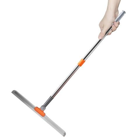 Raclette de douche avec long manche réglable de 110 cm à 38 cm, tête en silicone naturel, angle de rotation de 180° pour un nettoyage efficace. (1/5)