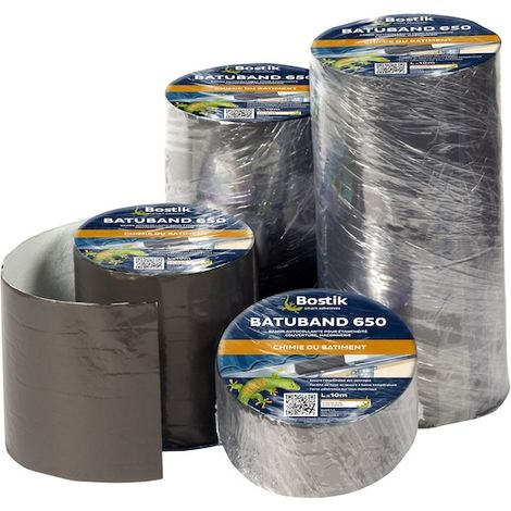 Bostik – Bande d'étanchéité BATUBAND 650 – 10 m x 22.5 cm – Résistante aux UV et à la pluie – Application facile à basse température