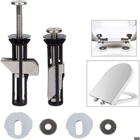 Set di bulloni per sedile WC - 2 pezzi - acciaio inox 304 - bulloni ad alta resistenza - rondelle metalliche (1/4)