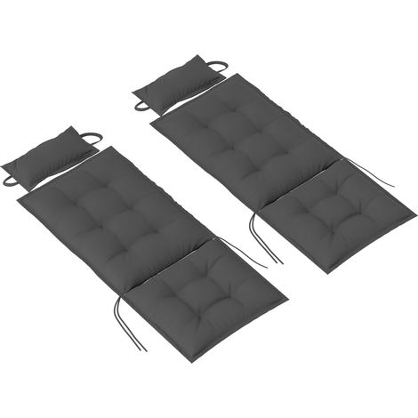 Lot de 2 coussins pour transats, déperlants, pour transats de jardin, 50 x 116 x 5 cm, gris foncé (1/5)