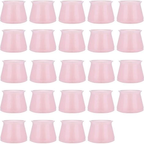 Set mit 24 Silikon-Stuhlbeinkappen – Möbelbeinschoner – Tisch- und Hockerbeinschoner – Verhindert Kratzer und Geräusche – Runde, rosa Silikonkappen