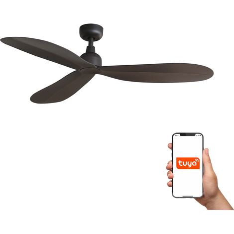 Faro Palma Ventilateur de plafond moyen à 3 pales, brun foncé, système intelligent Tuya (1/3)