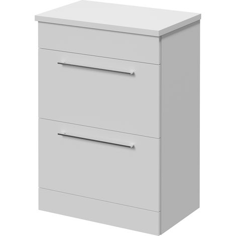 Napoli 390 Gloss White 600mm 2 Drawer Vanity Unit for Countertop Basins - 600mm - Chrome 320mm Handle