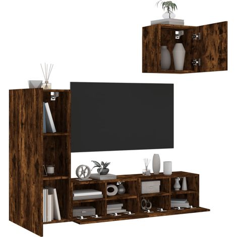 4-tlg. Wohnwand Räuchereiche Holzwerkstoff