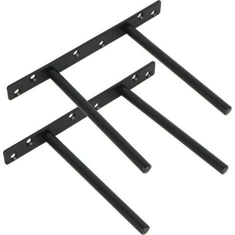 Wandhalterung, 2er-Set, unsichtbare Wandhalterungen für Holzregale, Metallhalterungen für verdeckte Wandregale, mattschwarz, 2 Stück (1/5)