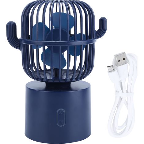 USB Charging Desktop Mini Fan Home Office Travel Portable 3 Speed Adjustable FanBlue (1/5)