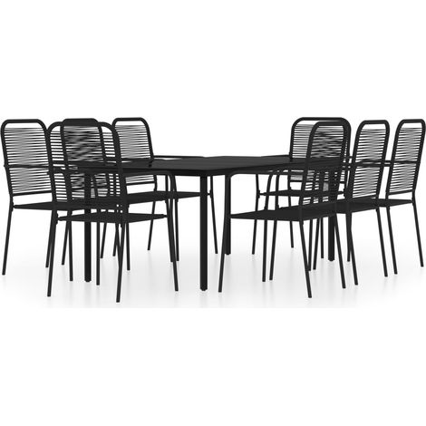 Maison Exclusive - Set da Pranzo per Giardino 9 pz con Cuscini Nero (1/5)