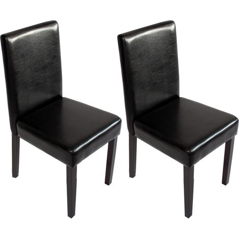 Lot de 2 chaises de séjour Littau, simili-cuir, noir, pieds foncés (1/2)