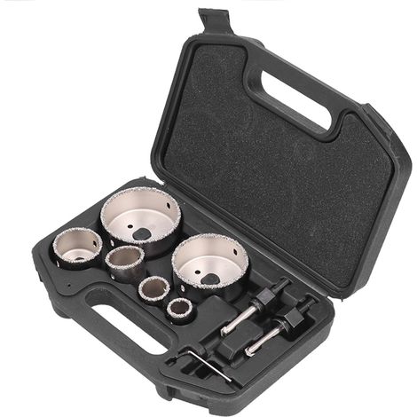 Jeu de 9 scies cloches pour carrelage, foret métal, coupe-verre et porcelaine, kit perceuse pour céramique, outillage professionnel (1/5)