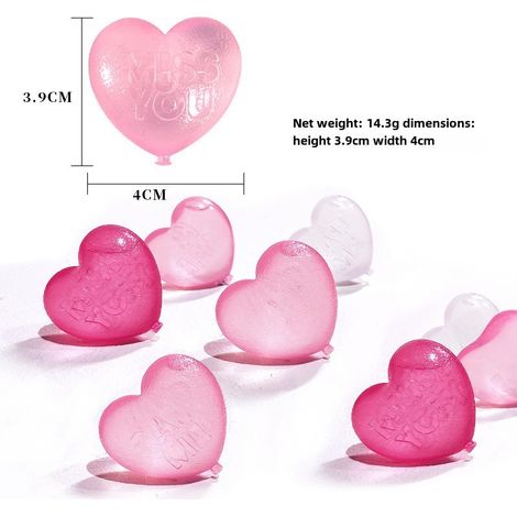 Cubitera de plástico con diseño de dibujos animados "Love Ice Cube", esferas de hielo para enfriar refrescos, whisky u otras bebidas heladas, reciclable para uso doméstico (rosa). (1/5)