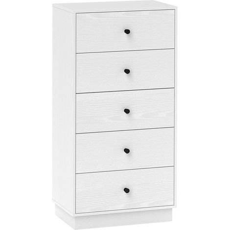 Commode haute 5 tiroirs RINNA blanche (1/4)