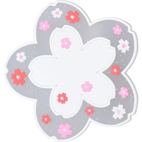 Dessous de verre Sakura d'environ 11,5 cm, isolant thermique, durable, antidérapant, en PVC, style élégant, pour tasses et verres, blanc (1/5)