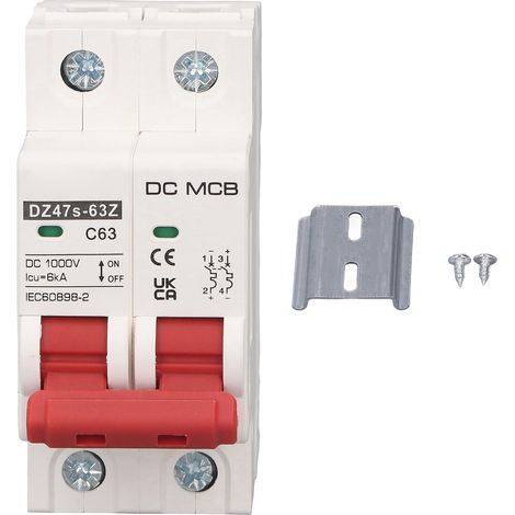AKLOSIPY Miniatur-2P 63A 6KA DC-Leistungsschalter für Photovoltaik-Solaranlagen – Schnelle Installation, vielseitig, magnetische Lichtbogenlöschung