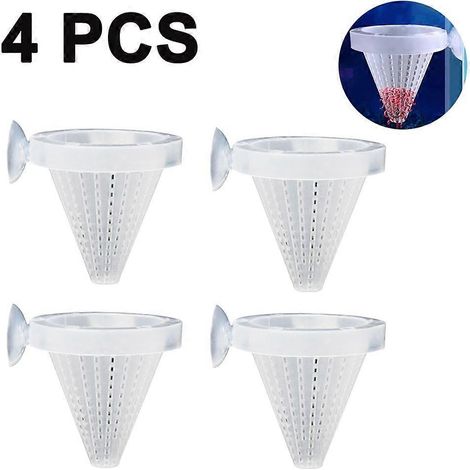 Lot de 4 distributeurs coniques pour vers rouges vivants en aquarium, coupelles d'alimentation en plastique pour artémias congelés, avec ventouses (1/5)