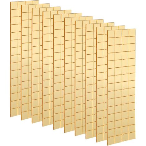 10 Feuilles 1200 Pièces Carreaux miroir mosaïque autocollants 10x10 mm Petits autocollants miroir carrés Autocollants, Doré (1/5)