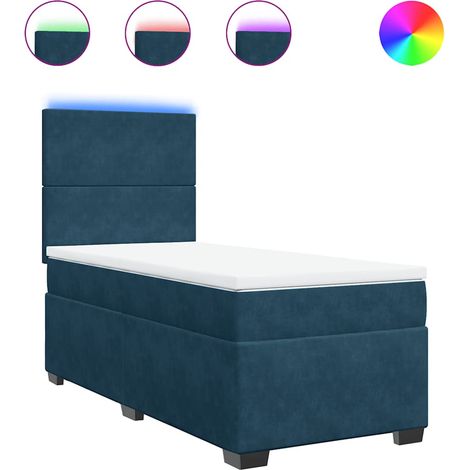 Maison Exclusive - Cama box spring con colchón terciopelo azul oscuro 80x200 cm (1/5)