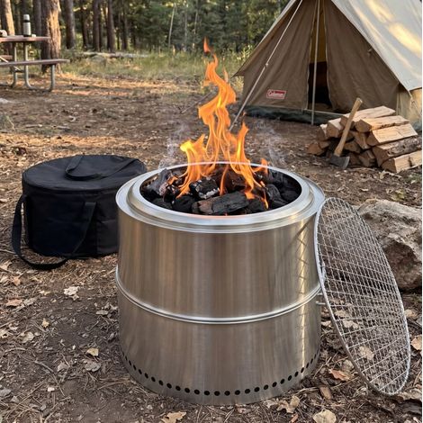 Brasero portátil de exterior en acero inoxidable OKMYHOME (1/5)