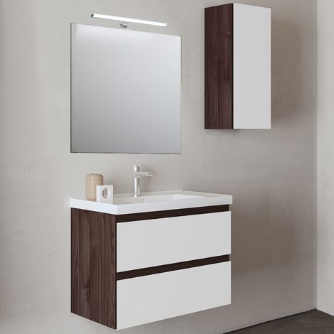 Mobile base 62 cm sospeso con 2 cassetti lavabo GRACE4 Olmo Caffe'/Bianco Lucido (1/2)