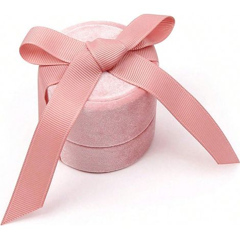 1 boîte à colliers simple et tendance en velours rose, étui à bijoux de voyage, petit organisateur, idéal pour propositions, fiançailles, cadeaux (1/5)