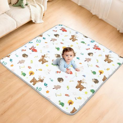 Tapis de Jeux Bébé Pliable 120×120cm Léger Lavable en Machine (1/5)