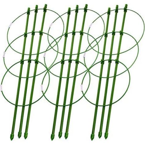 Cages de support pour plantes de 45 cm (18 pouces) avec 3 anneaux réglables, lot de 3 (18 pouces) (1/5)