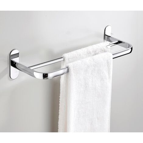 Barre à serviettes double, 40 cm SUS304 sans poinçon, barre à serviettes murale pour salle de bain, barre à serviettes murale à 2 barres en acier inoxydable poli, barre à serviettes de salle de bain (1/5)
