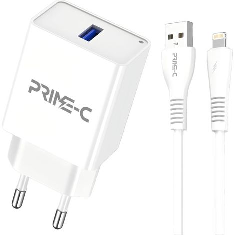 Chargeur domestique avec un port USB, 2,4 A, prise européenne standard, portable + câble de données IP. (1/2)