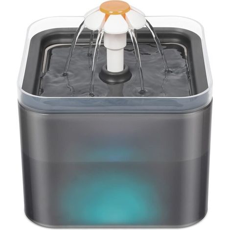Fontaine à eau pour chat et chien - 2 l - Accessoire pour chat - Fonction veilleuse LED - Extrêmement silencieuse - Automatique - Avec filtre à charbon actif et pompe à eau（Gris）