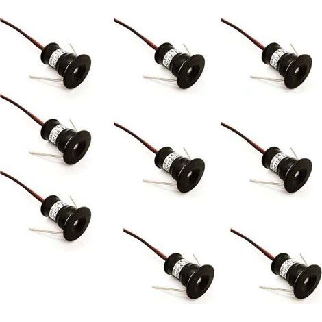 Set mit 9 schwarzen Mini-LED-Einbaustrahlern (12 V, 1 W) für Deckenmontage, ideal für Küchen, Treppenhäuser, Schränke, Flure, DIY-Beleuchtung, warmweißes und kaltweißes Licht, Vitrinen, Schränke, klei (1/5)