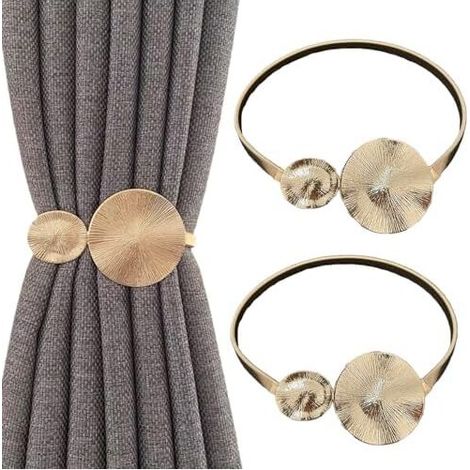 38 cm Set mit 2 modernen goldenen Metall-Gardinenhaltern - Accessoires für Wohn- und Schlafzimmer (Lotusblatt)