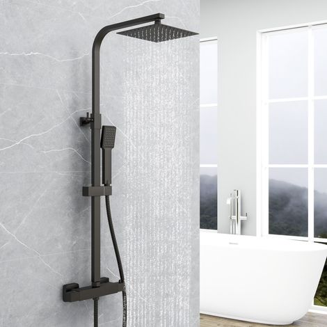 Columna de Ducha Termostática con mezclador de sistema termostato AICA Conjunto columna ducha con rociador superior de 8 pulgadas y ducha de mano