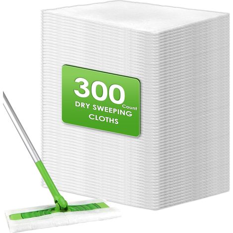(300 pièces) Lingettes sèches pour Swiffer Balai Attrape, Jetables Serpillères sèches, Serpillères sèches pour Swiffer Sweeper, Lingettes électrostatiques, Recharges jetables chiffons de balayage secs (1/5)