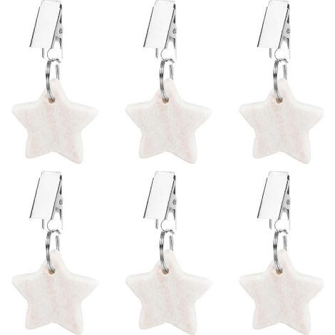 Lot de 6 poids pour nappe, pinces à linge, poids pour nappe effet marbre-6.5x4cm-White