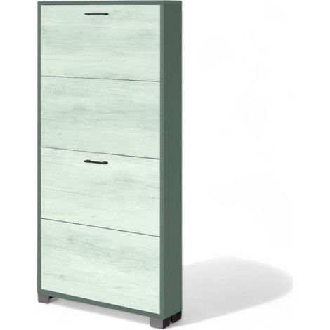 Scarpiera salvaspazio quattro ante MDF titanio effetto quercia bianco profondità 18 cm per organizzare scarpe