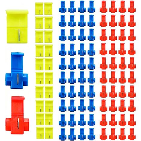 100 Pcs Connecteur Rapide Cosses Electriques a Sertir Sans Denudage, Cosse Electrique Connecteur Derivation (40 Rouge 0.5-1.5mm2, 40 Bleu 0.75-2mm2, 20 Jaune 2-4mm2) (1/5)