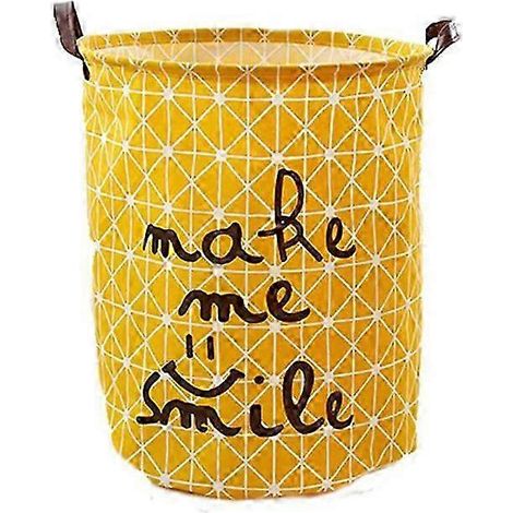 Panier à linge pliable en tissu, imperméable, pour le rangement du linge (Jaune) (1/5)