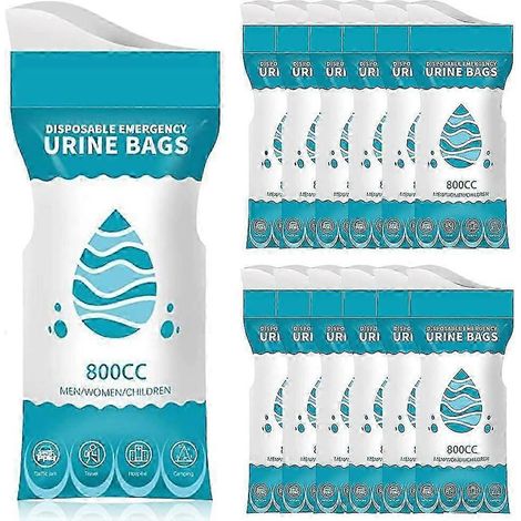 Sac urinaire jetable, 12 pièces 800ml, poche à urine portable pour camping, urinal d'urgence homme femme, récipient hygiénique de voyage (1/5)