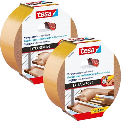 Cinta adhesiva para alfombras Tesa de doble cara extrafuerte, 25 m x 50 mm, muy resistente (x2) (1/5)