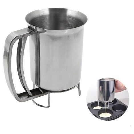 Pancake Batter Dispenser - Stainless Steel Baking Funnel, Cake Funnel, Tools Suitable for Modern Home Kitchens, Pastries, Bakeries, Silver (1/5)