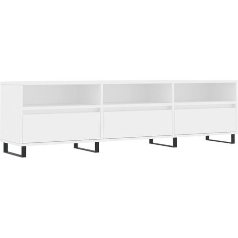 Mueble TV multimedia estantería para televisión buffet para televisión comedor salón dormitorio 150 x 30 x 44,5 cm madera contrachapada blanco 020025969