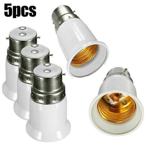 B22 to E27 adapter (5 pieces) for Edison screw bulbs, compatible with recessed spotlights. (1/3)