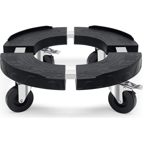 Porte Plante Ronde à Roulettes Charge Lourde, Capacité de 220KG, Support pour Plantes Interieur Adjustable de 38CM à 48CM, Plateau avec Roulettes pour Pots de Fleurs, Arbres, Ombrelles,Noir (1/5)