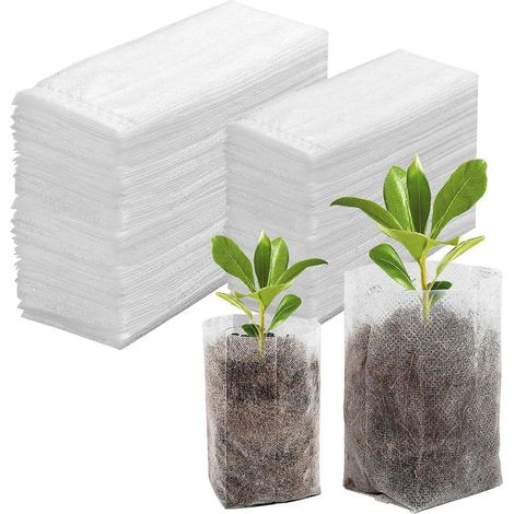 100 sacs pour plantes, sacs de culture pour semis, sacs biodégradables non tissés, sacs de pépinière, sacs en tissu dégradable pour semis et plantes (1523 cm + 2028 cm) (1/4)
