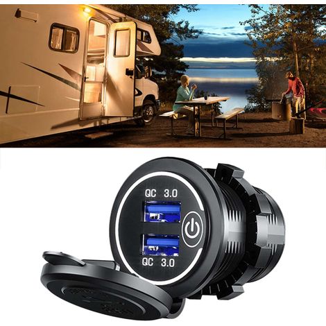 3-Port-USB-Autoladegerät QC3.0 Zigarettenanzünder-Schnelladapter für Wohnmobil, Boot, Motorrad, Weiß (1/5)