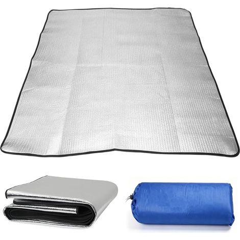 Tapis isolant, tente, camping-car, 200 x 200 cm, pliable, aluminium, EPE feuille d'aluminium, couverture isolante imperméable (1/5)