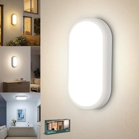 LED Ceiling Light, 12 W 1200 LM Oval Wall Lamp, IP54 Bathroom Ceiling Light, 3000 K/4000 K/6000 K, Indoor and Outdoor Wall Light for Garden, Cellar, Corridor, Balcony, 1 Piece (1/5)