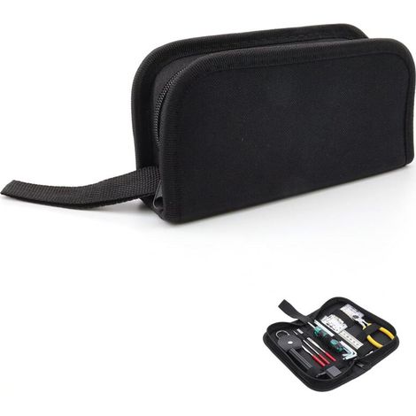 Trousse à Outils Professionnelle - Sacoche Organisatrice avec 13 Anneaux Réglables et Fermeture Éclair - Portable pour Plombiers, Électriciens, Artisans - Outillage de Toile Résistant (Noir)