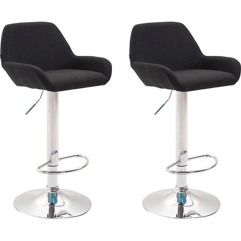 Lot de 2 tabourets de bar Braga en tissu Noir  Chrome