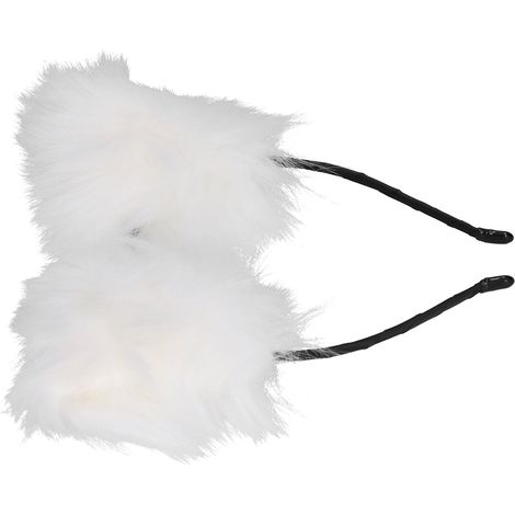Bandeau blanc à oreilles de chat en fourrure artificielle, accessoire cheveux femme, serre-tête cosplay fête, quotidien, déguisement, coiffure élégante. (1/5)